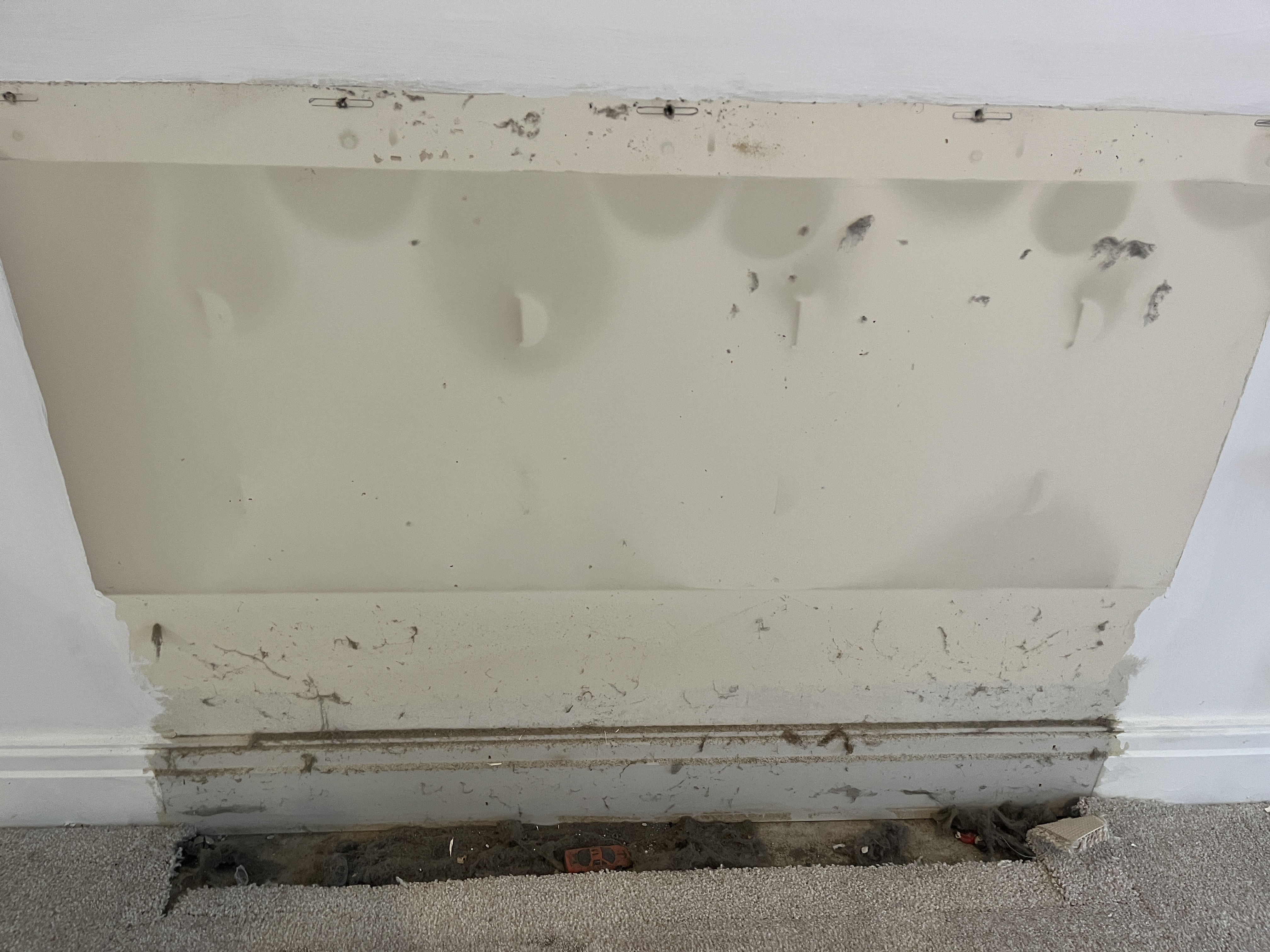 Back wall behind old storage heater